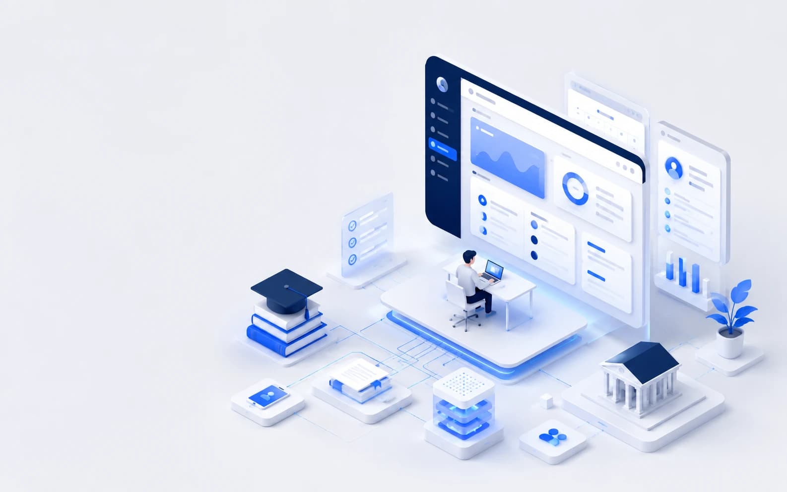 Illustration representing technology solutions for Education.