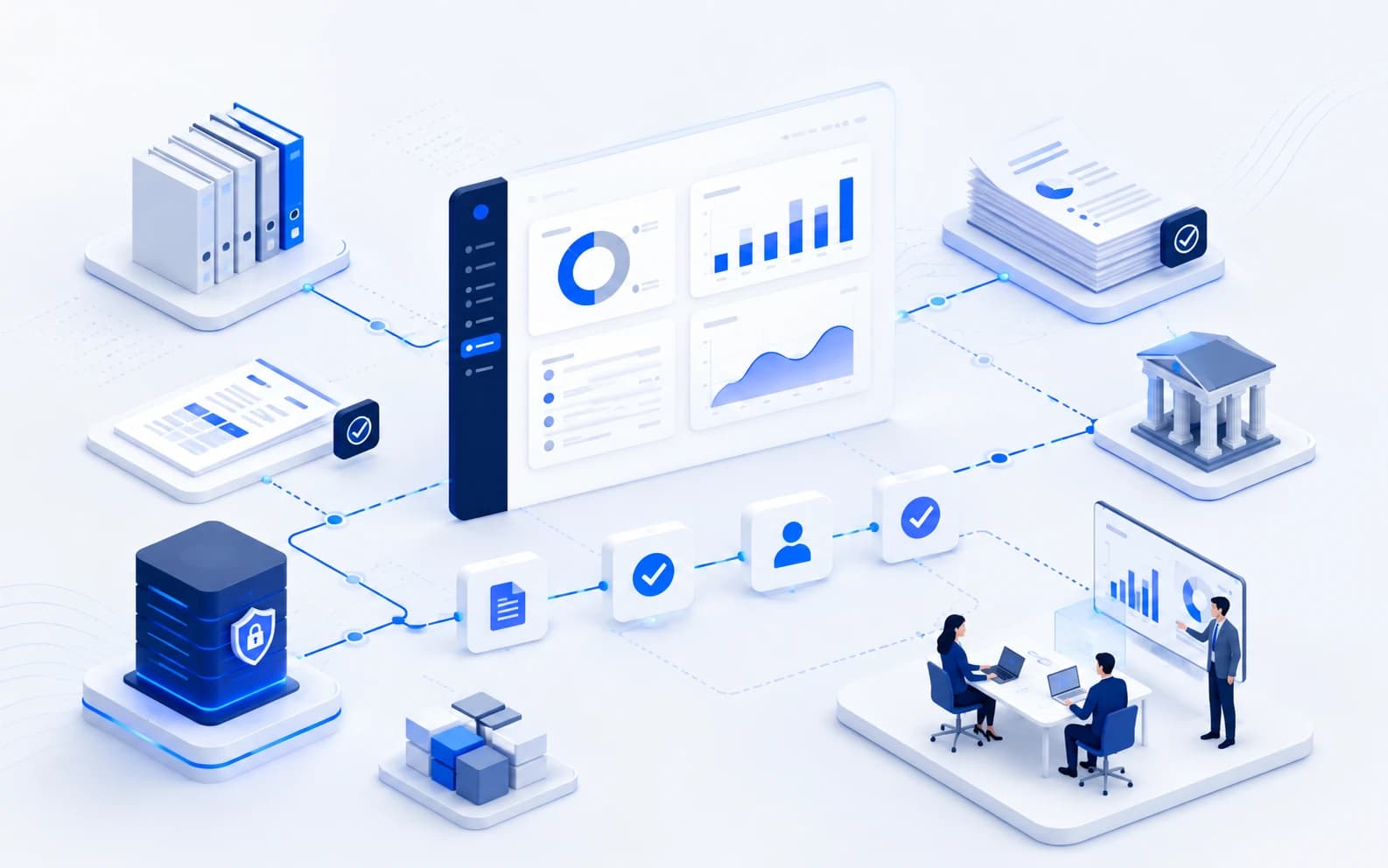 Illustration representing technology solutions for Finance & Accounting.