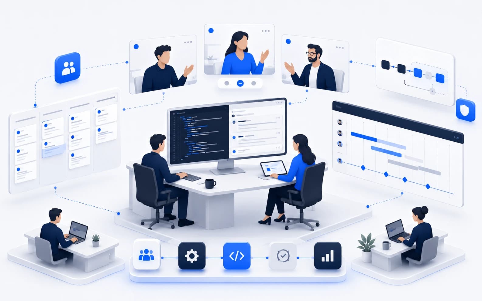 Illustration for Dedicated Development Teams.
